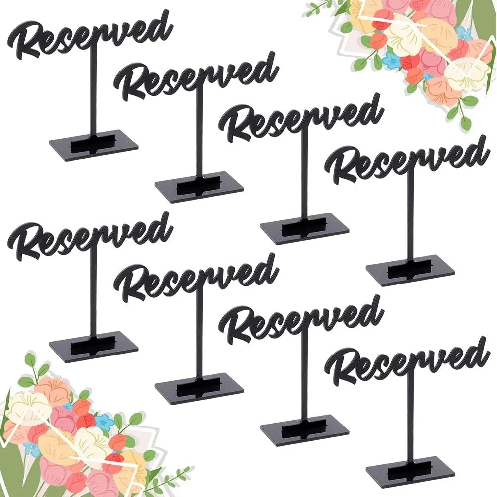 Reserved Reception Wedding Mirrored Table Acrylic Guest Sign Reserved 8 Wedding Signs Events Golden Party Standing Restaurant Packs Signs Reservation Wedding Seating Sign for Table Decor