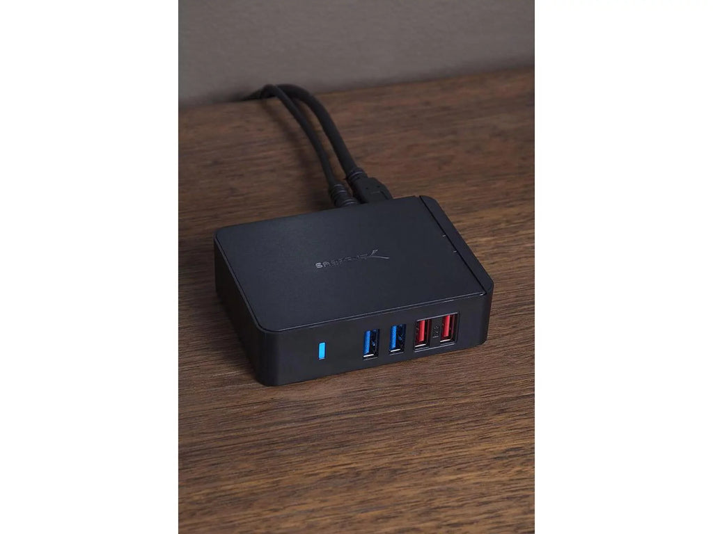 [Black] 12V/4A 7 with (HB-U930) SABRENT 3.0 Charging HUB 2 USB Ports Port + Adapter Power