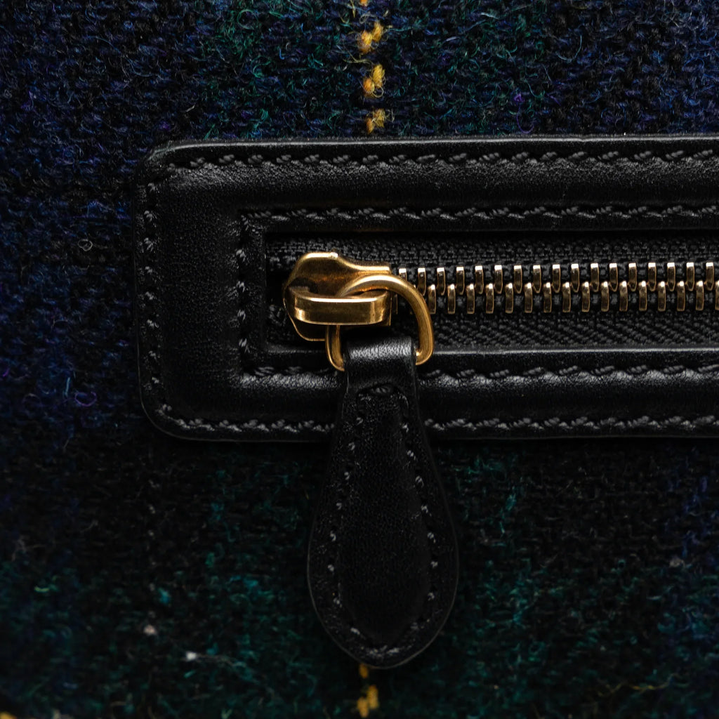 Blue Bag Tote Celine Mini Authenticated (Good) Fabric Luggage Tartan Wool Tote Pre-Owned Unisex