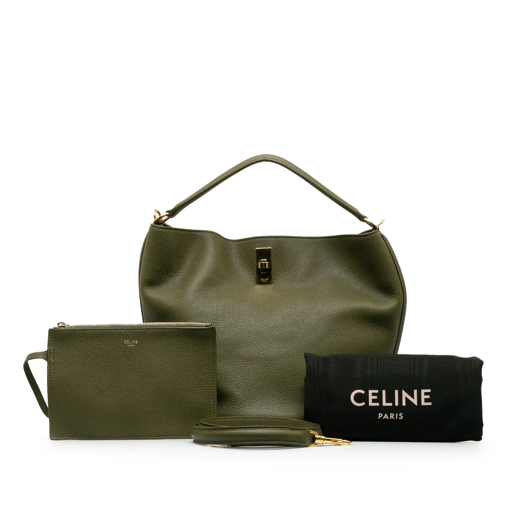 Green Unisex Teen Pre-Owned Authenticated Leather Calf Bucket Celine Bag Bucket (Good) 16 DrawstringBag
