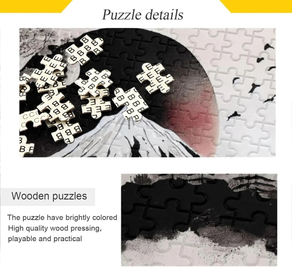 Exercise Adults, with Japanese Painting for Zigsaw Parents Friends Family Kids Challenging Game Bag, Jigsaw Gift Traditional 500 Wooden Brain Fun Print, Puzzle for Storage Puzzle PCS
