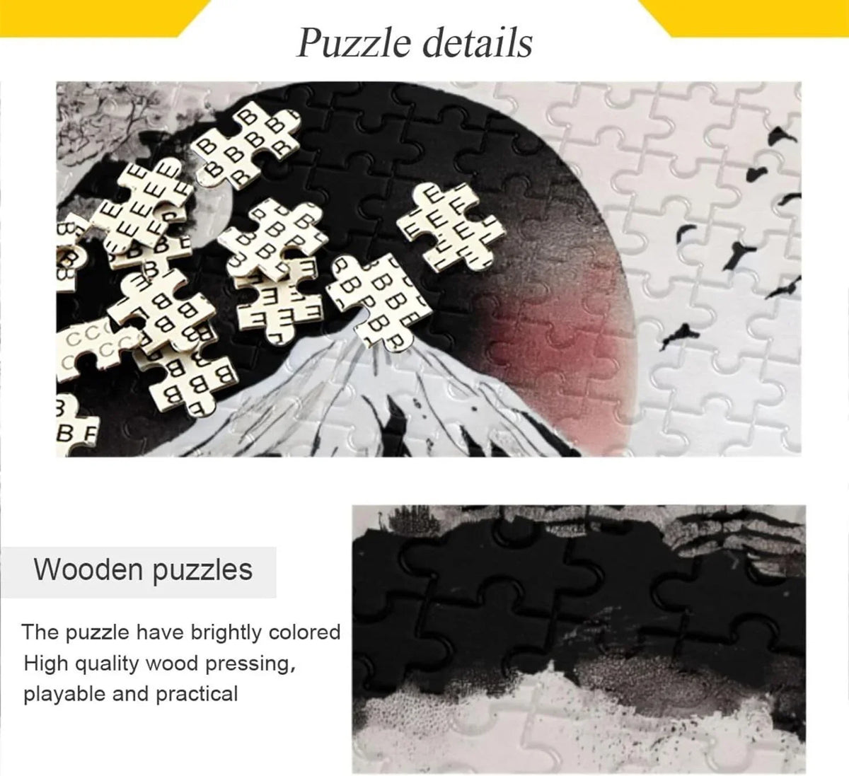 Exercise Adults, with Japanese Painting for Zigsaw Parents Friends Family Kids Challenging Game Bag, Jigsaw Gift Traditional 500 Wooden Brain Fun Print, Puzzle for Storage Puzzle PCS