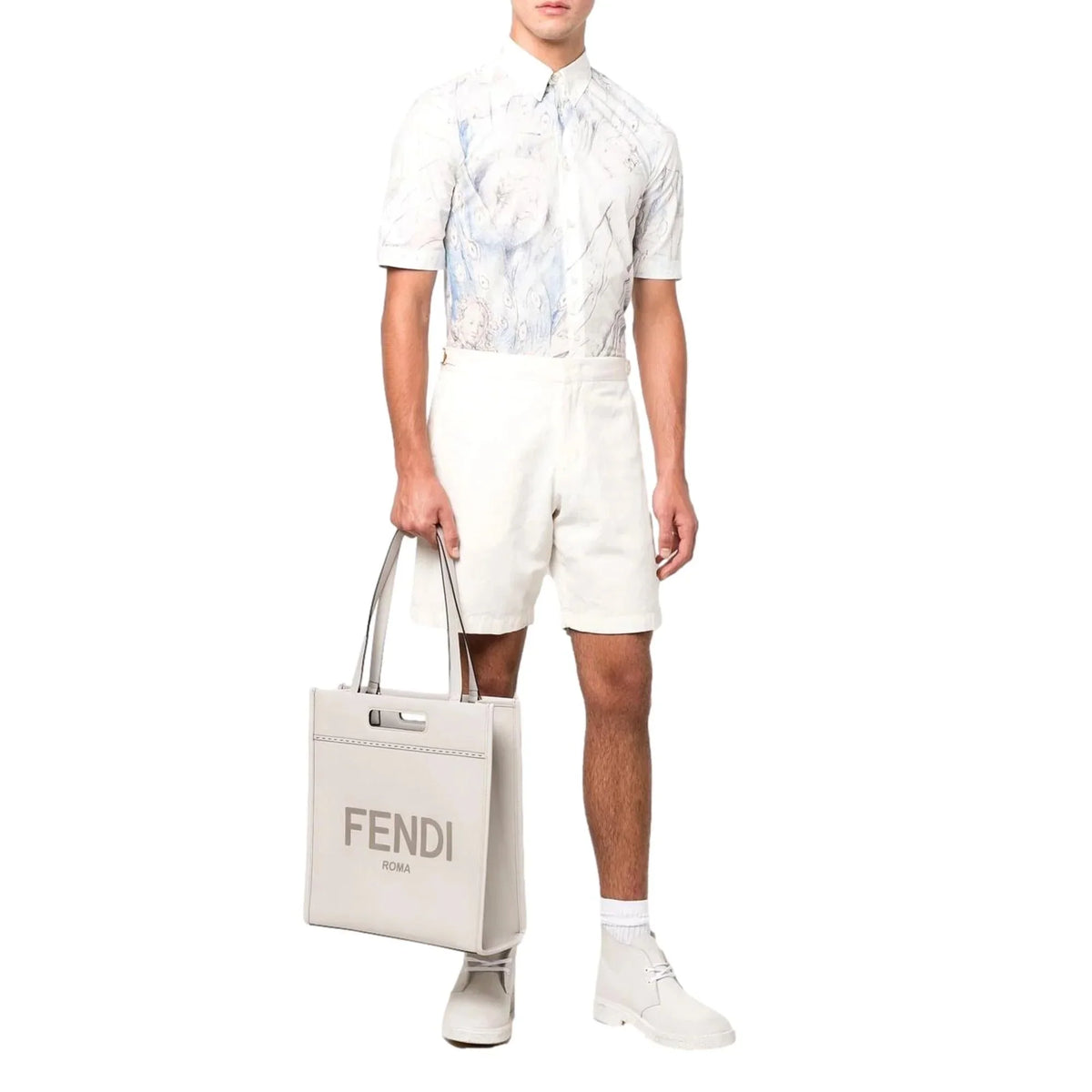 Roma Leather Fendi Ghiaia New Bag Tote Calf