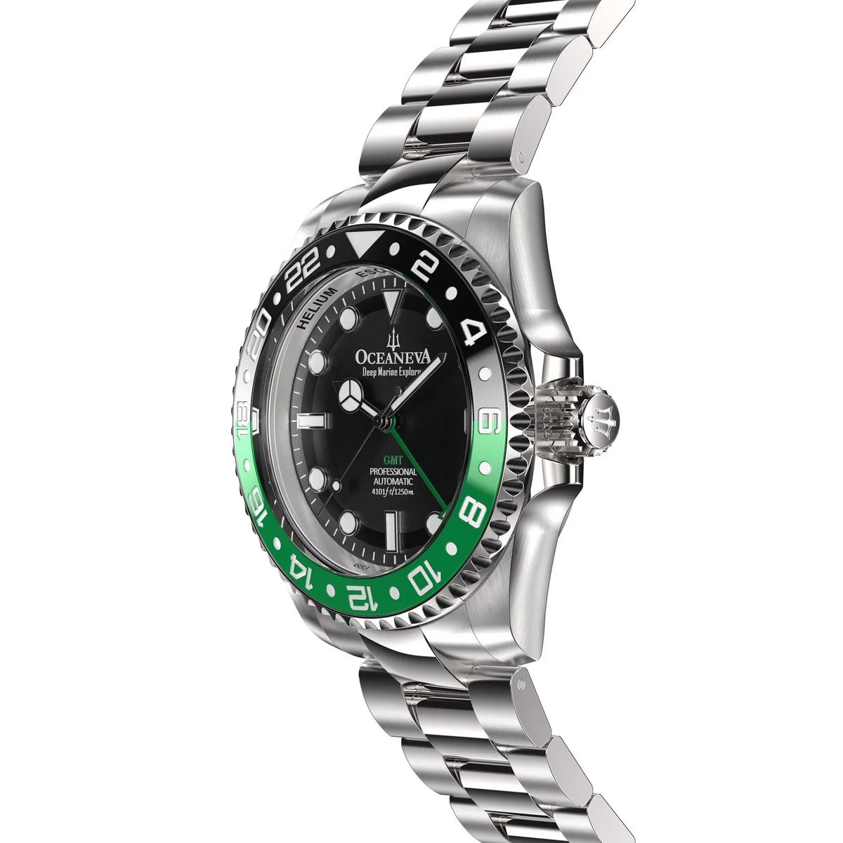 Movement 1250M Black Resistance Back Liquid Seal  Diver Triple Bezel - Automatic - - For Watches GMT Dive Deep Explorer Men with Pro Watch Case Screw Oceaneva™ Green Wrist Japan Swimming Down
