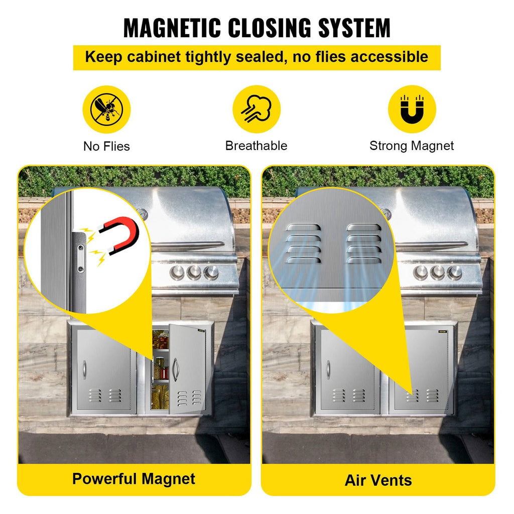 Door Stainless Steel BBQ inch Door 17x24 Access Storage for Vertical Vents Single with Island
