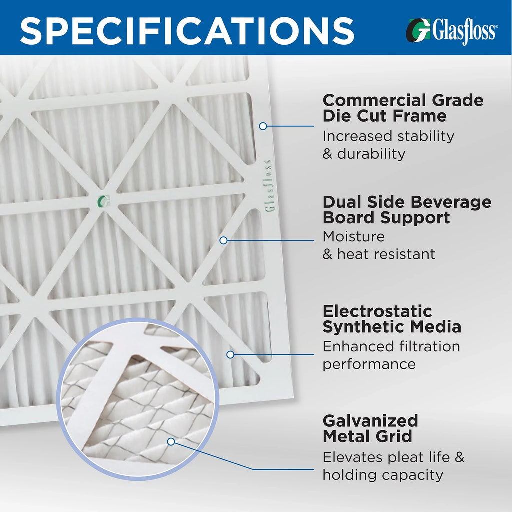 23-1/2 MERV Actual x Size: x 14x24x1 13 12 Pack Filters Air of Glasfloss. 13-1/2 Pleated by 7/8