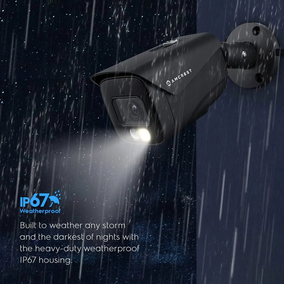 FOV AI 129°, IP8M-2796EB-AI Weatherproof, & Detection, Amcrest Human (3840x2160) Nightvision, Outdoor 49ft @15fps, 4K Camera IP67 Camera, PoE Vehicle UltraHD 8MP Black, IP 4K Security Color
