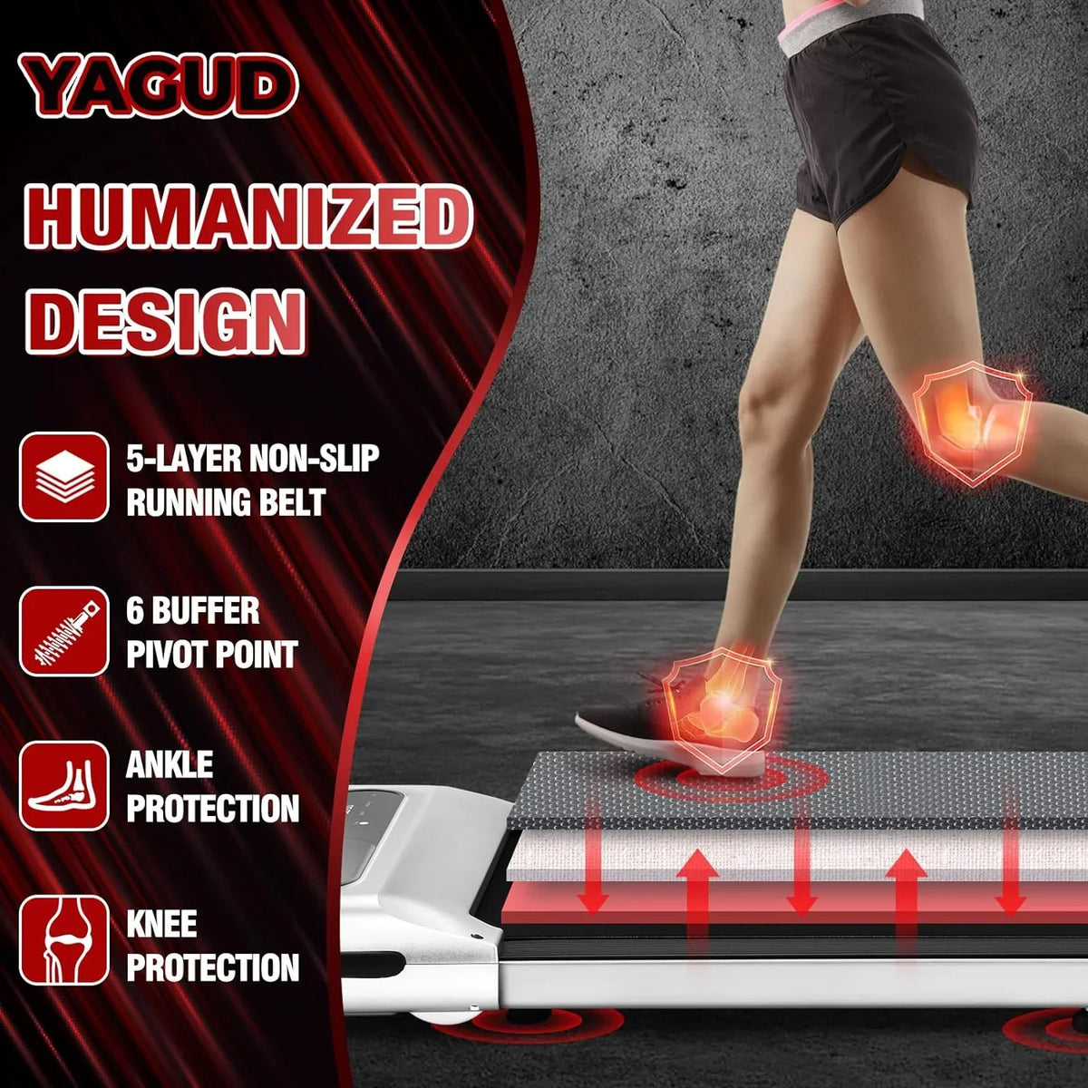 Pad Running and Display for Yagud and Control Treadmill, Walking LED Desk Home Under Remote with Office, Machine