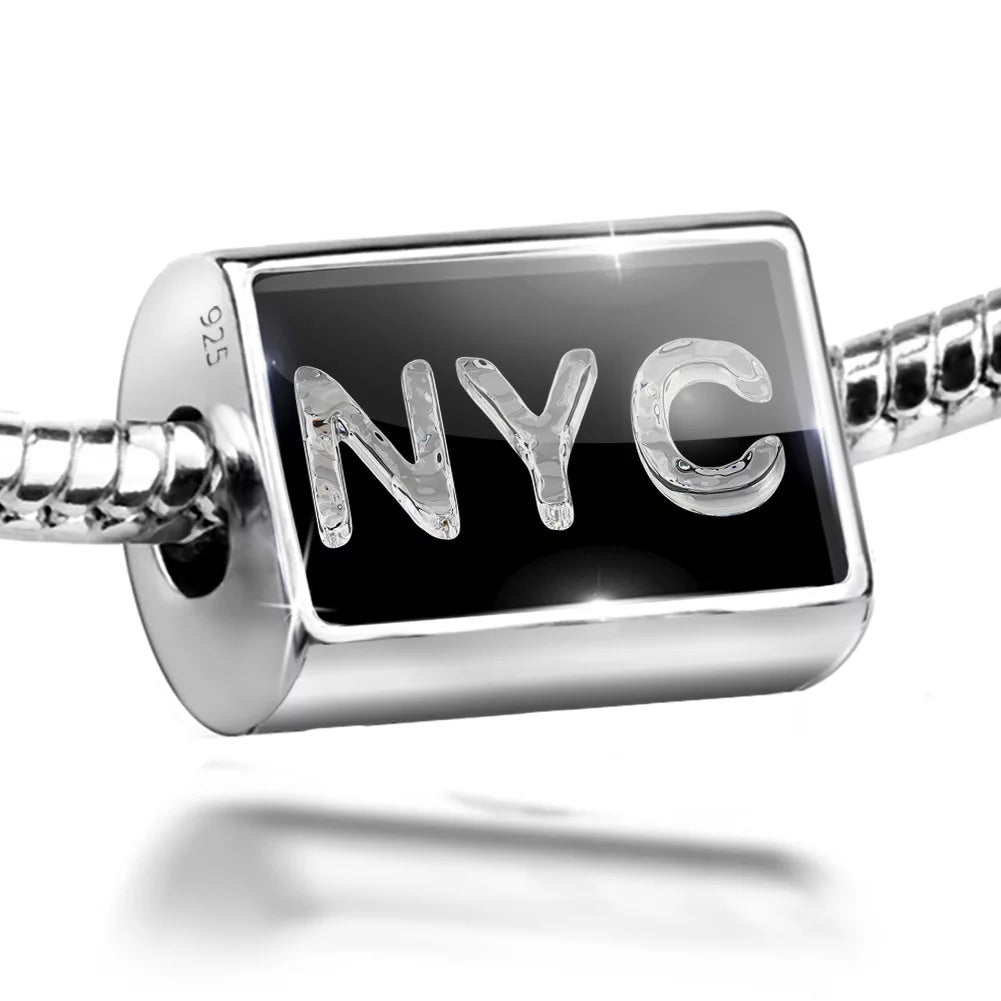 Silver Charm 925 Cubes Ice Bead NYC Sterling on Clear Black Neonblond