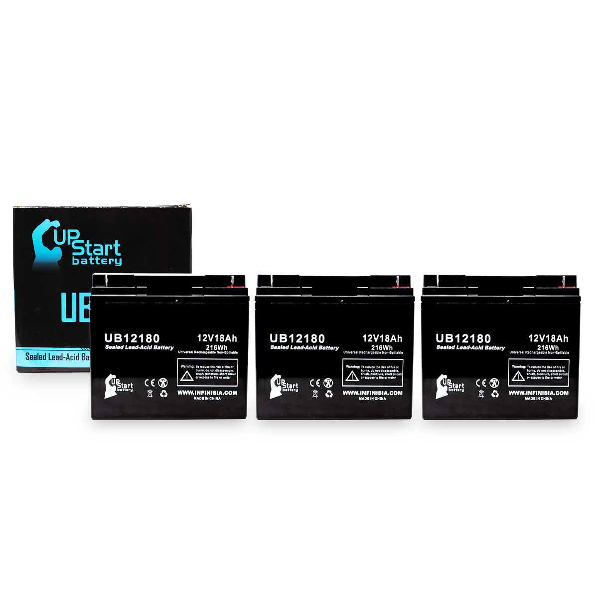 '- Terminal, Battery CF12V18 Battery Replacement SLA) Universal AGM, Pitcher 18Ah, Lead UB12180 Compatible Eagle Sealed - Acid T4 18000mAh, (12V, Pack 3x