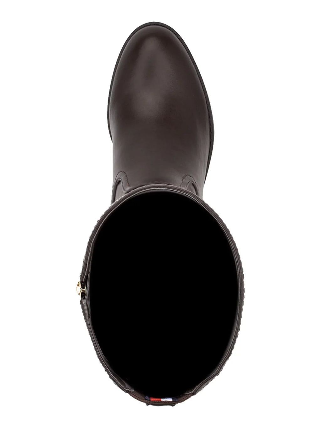 Boot Panel Riding Zip-Up Padded  HILFIGER Deelia Toe Round Brown TOMMY 7.5 Block Logo M Gore Heel