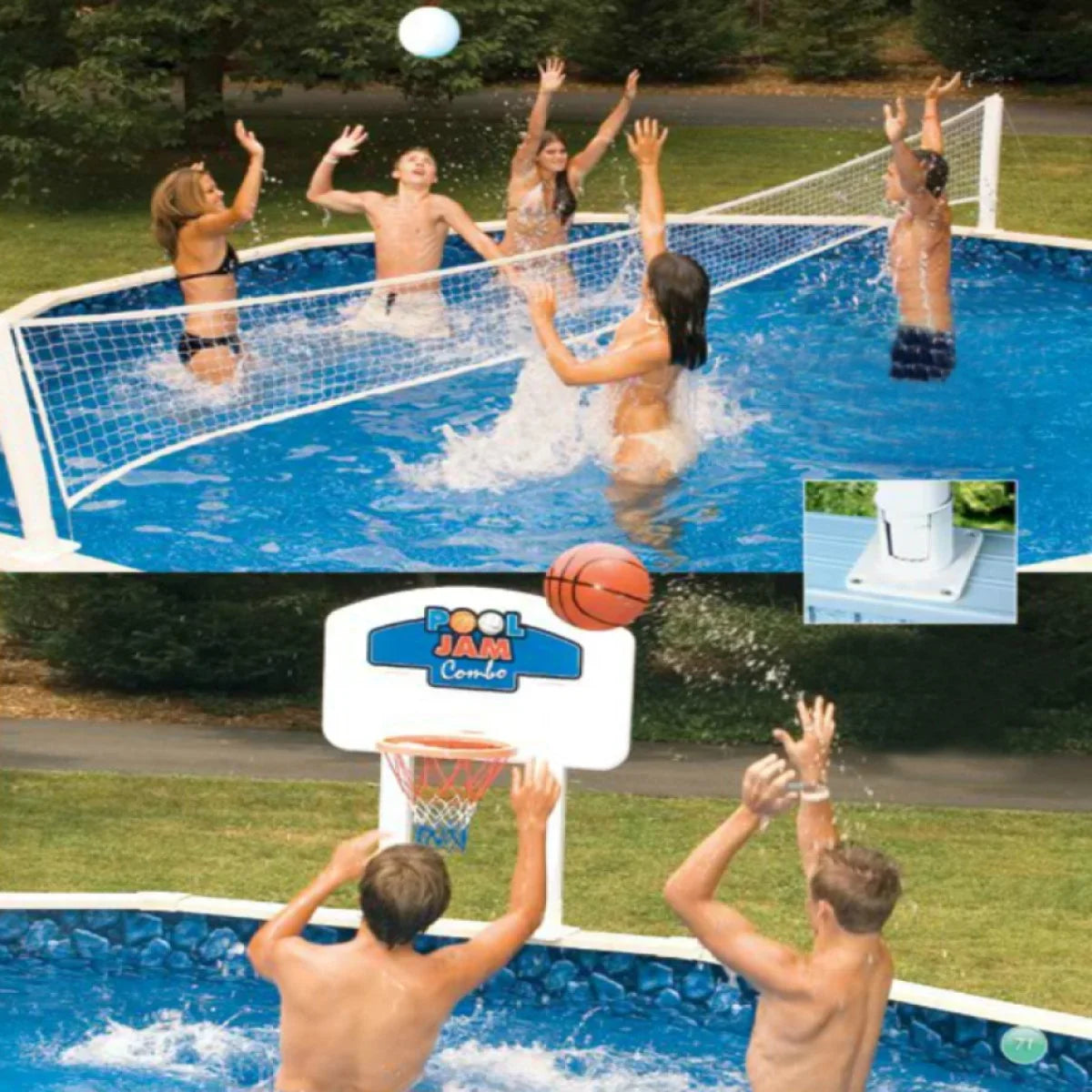 Ground Blue Combination and Swimline Pool Above and - Volleyball Game Ft. White 30 Basketball