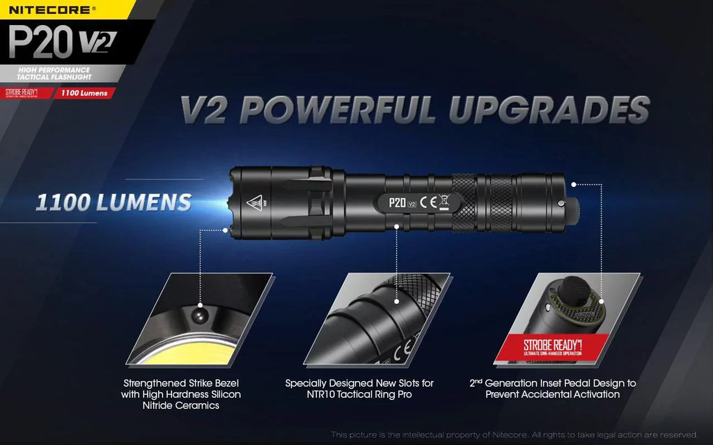 '- Battery, Tactical V2 Free - XP-L2 Flashlight Combo: Batteries P20 LED V6 Lumens +2x D2 1100 CREE Charger w/NL189 Nitecore CR123A Eco-Sensa