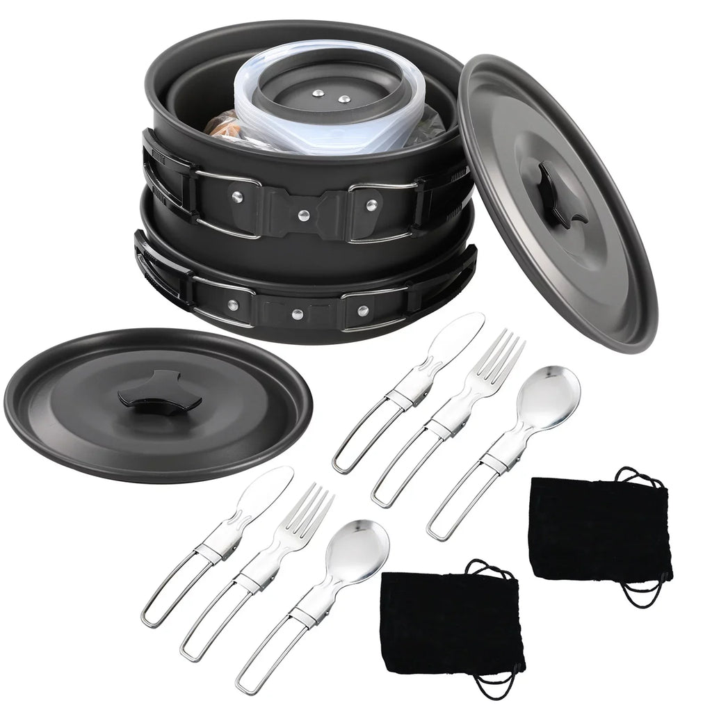 and Mess Kit Non Pan Pot Cookware Backpacking Cooking Set Kettle and Anself Camping Stick with for