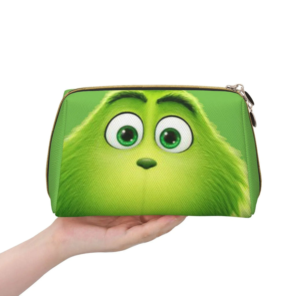 Makeup Portable Travel Cosmetic Leather Gift Pouch Purse Grinch Bag Organizer Storage Bag Toiletry Green