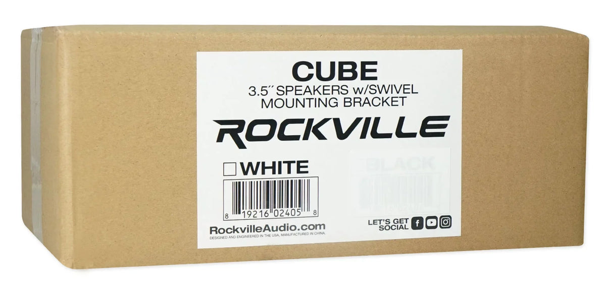 Wall Kit Home Rockville 4-Room Receiver+(8) Audio RPA40BT Cube Speakers White