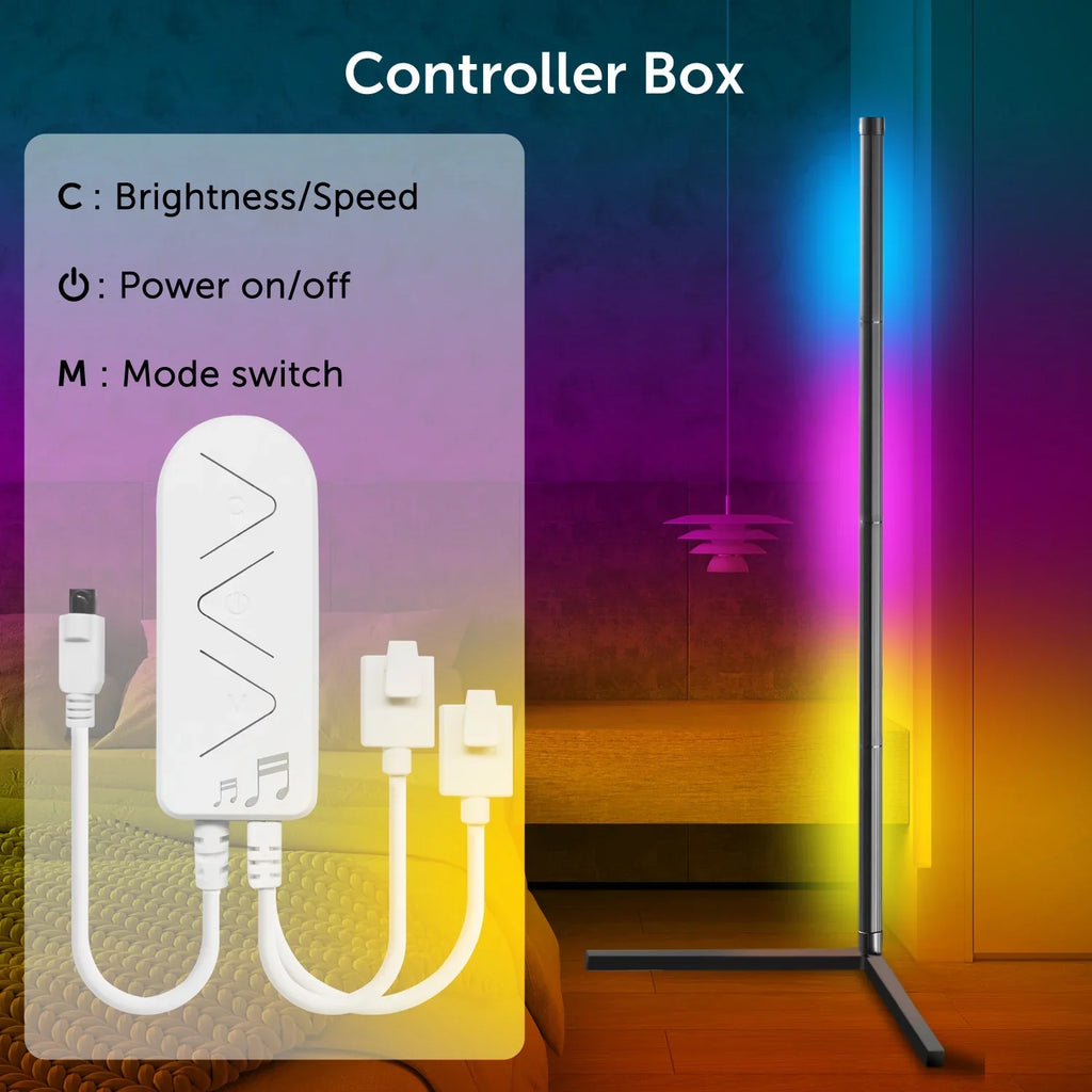 Smart Floor LED WiFi Syn Lamp, Color eco4life Dimmable, Changing, Standing Music