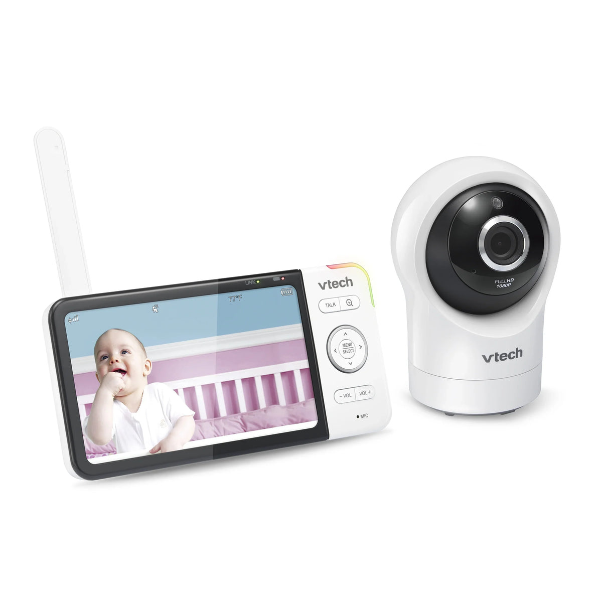 and 360-Degree Monitor Baby RM5864HD, Display Definition Smart High VTech Panoramic WiFi with Tilt White Video Camera, Viewing 5-inch Pan HD and 1080p