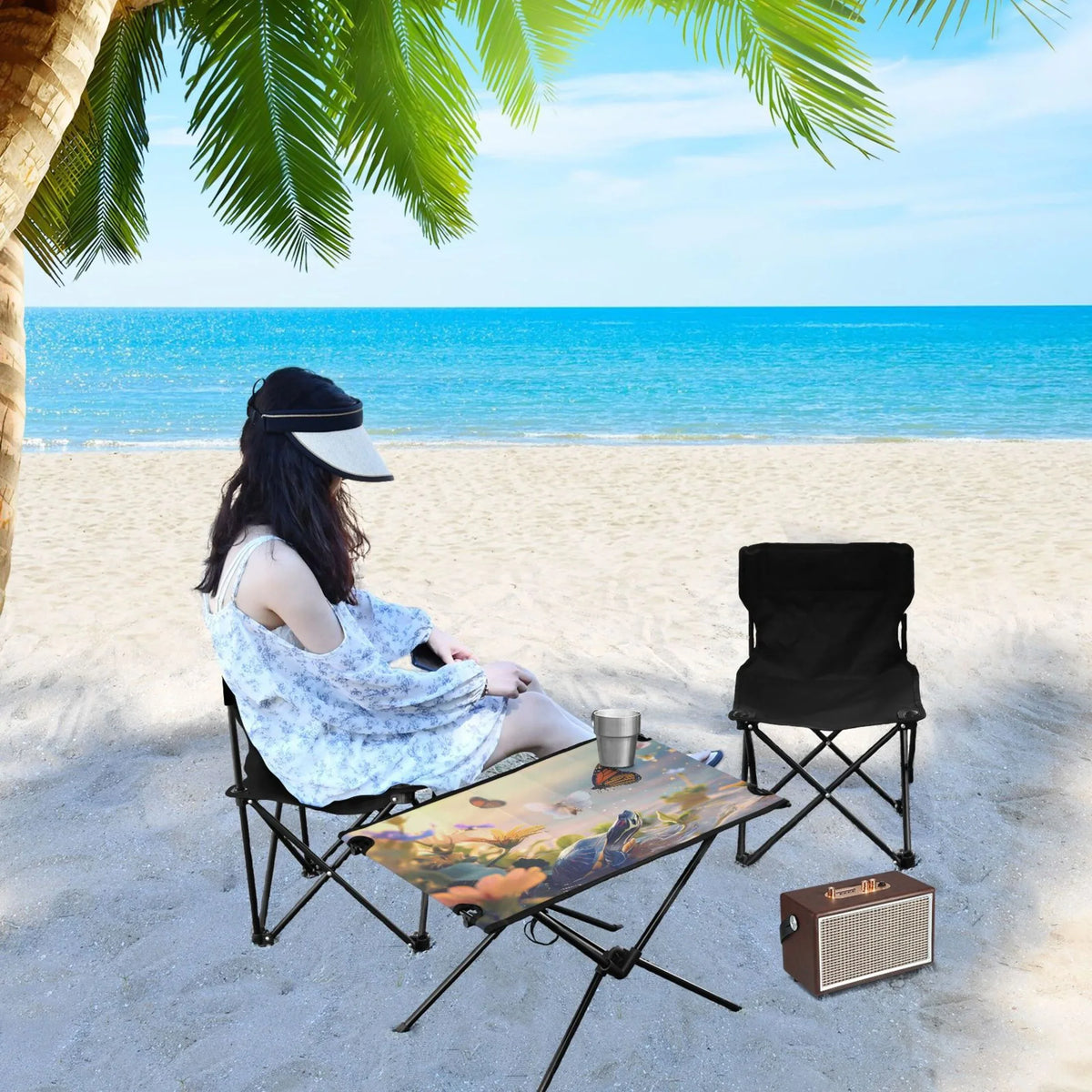 BBQ Bag for Compact Funny Butterfly Portable Table Table and Camping Outdoor Turtle Fishing Table Picnic Beach with Folding Storage Travel