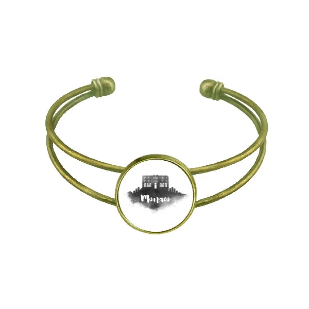 Retro Monaco Bangle Ink Cuff Jewelry Bracelet Princier City de Palais Open