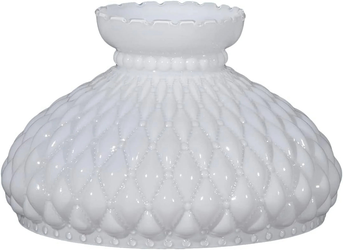 Crimped Diamond Opal Pattern Glass 10" Top with Shade GOURE® Student Quilted