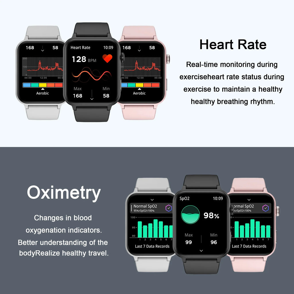 Liquidproof, Voice Games,100+ of Fitness Set Watch Bluetooth Smartwatch Assistant, 1.83" Romantic for Screen, 4 Call, Gifts Smart Sports, and 2 Android iOS, with Mini HD Tracker Blackview with Touch