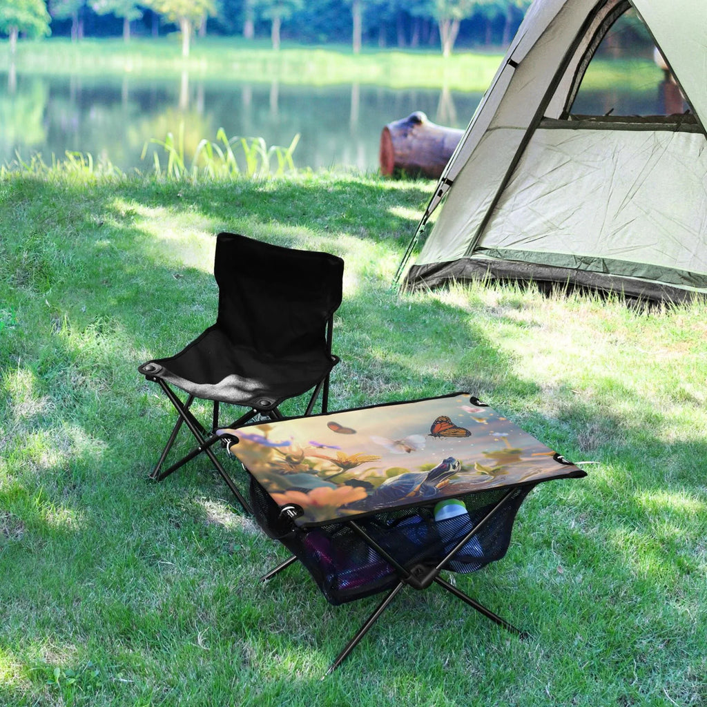 BBQ Bag for Compact Funny Butterfly Portable Table Table and Camping Outdoor Turtle Fishing Table Picnic Beach with Folding Storage Travel