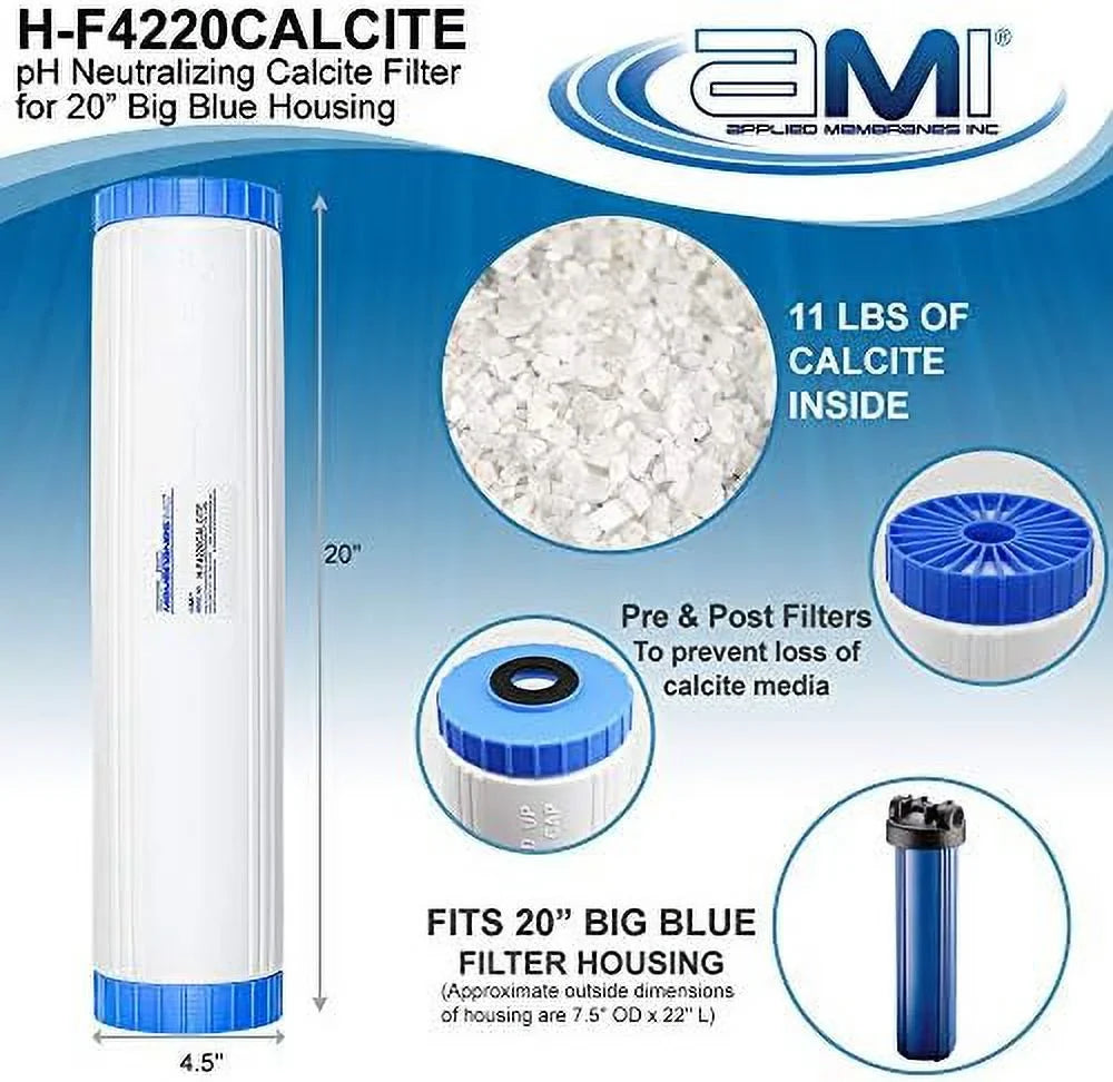 | 20” Ph Cartridge 4.5"X20" Neutralization 20") To Liquid Liquid (4.5" Filter Calcite Alkalinity | Housing Low Filter H-F4220CALCITE Raise INC | Filter Ph Of Filter Fits X