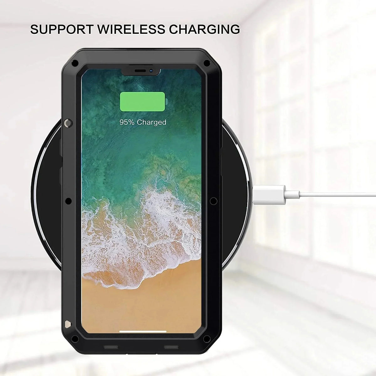 (Silver) Resistant Grade Glass Outdoor Gorilla and Duty Military Scratch  Heavy Shockproof Rugged iPhone Travel Protection, 13 Case Aluminum