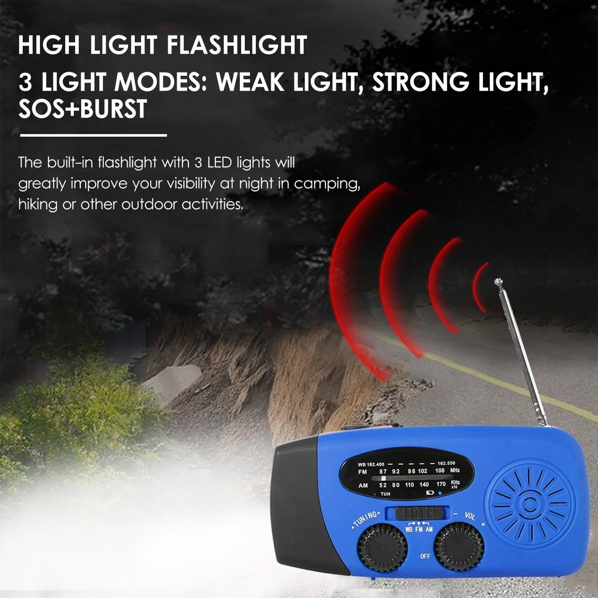 Operated Power Solar Crank Reading & Lamp & Battery / AM with Solar Charging Hand Portable fo Emergency Weather Rechargeable Flashlight Hand Crank LED / Emergency Bank NOAA Cell Weather