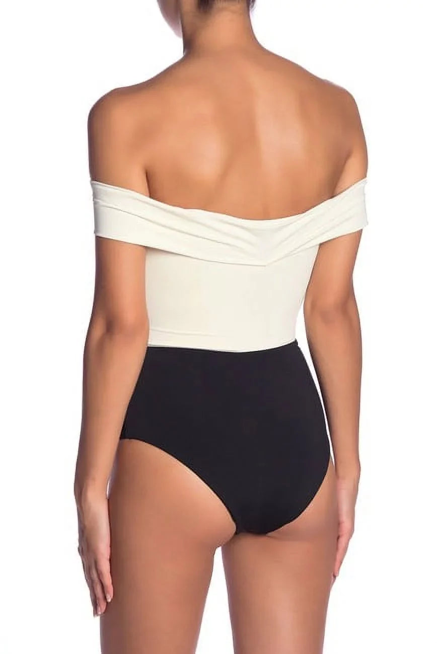 8 One US CREAM/BLACK/CAMEL Piece Swimsuit, L*Space Off-the-Shoulder
