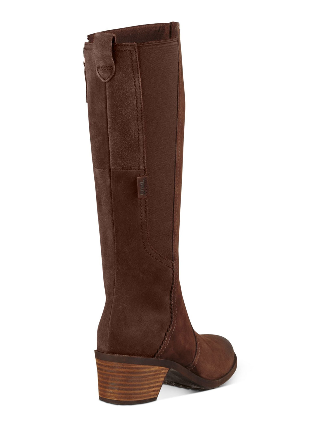 Anaya Riding Padded Boot Heel  Round Liquidproof 7.5 Goring Block Leather Zip-Up Toe Brown TEVA
