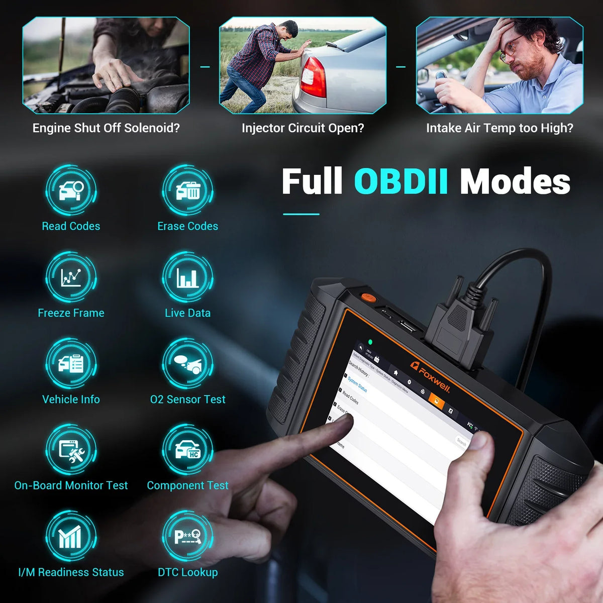OBD2 Newest Airbag Scanner Injector ABS SAS TPS 9 System BMS Maintenance Reader OIL EPB Four ABS Tool NT716 Automotive Transmission Car Scanner Reset Version Diagnostic Engine TPMS FOXWELL DPF Code