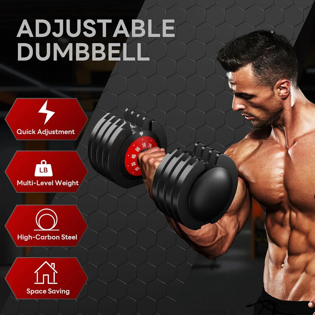 Gym Equipment Adjustable Body Workout with  55lb Dumbbell Adjustable for Home Free Dumbbells, Dumbbell, Full Handle, Fitness Anti-Slip 5-in-1 Soges Weight Workout