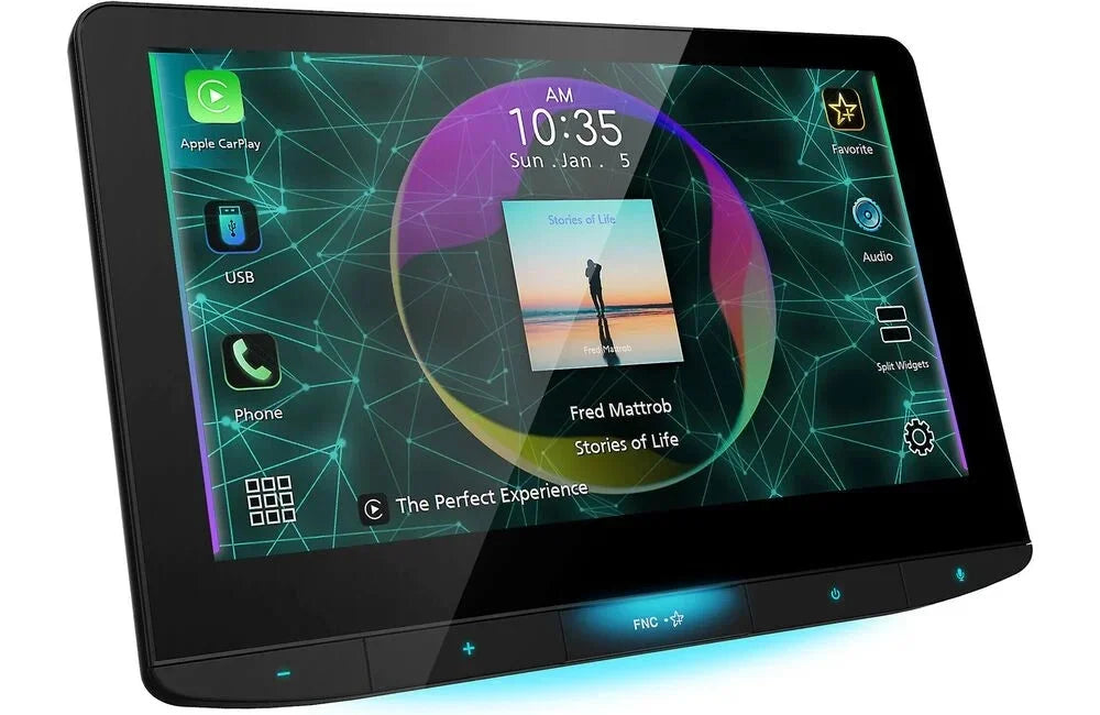 Floating CarPlay Digital HD and 10.1" Android Bluetooth Multimedia Jvc Auto KW-Z1000W with Receiver Apple