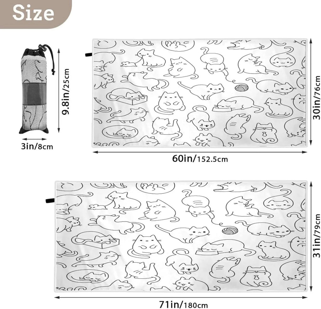 Bestwell Towel Holiday（191） Absorbent - Swimming Cartoon Oversized Lightweight Funny Beach Travel Dry Super - Towel Cat for Quick Camping Towels Compact