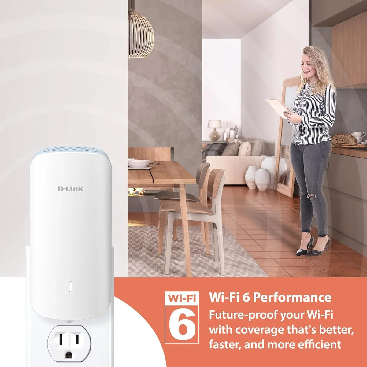 ft | Mesh LAN Sq. Gigabit Cover WiFi 2300 AX3000 6 D-Link (E30) AI | up 1x Extender Port | to Range