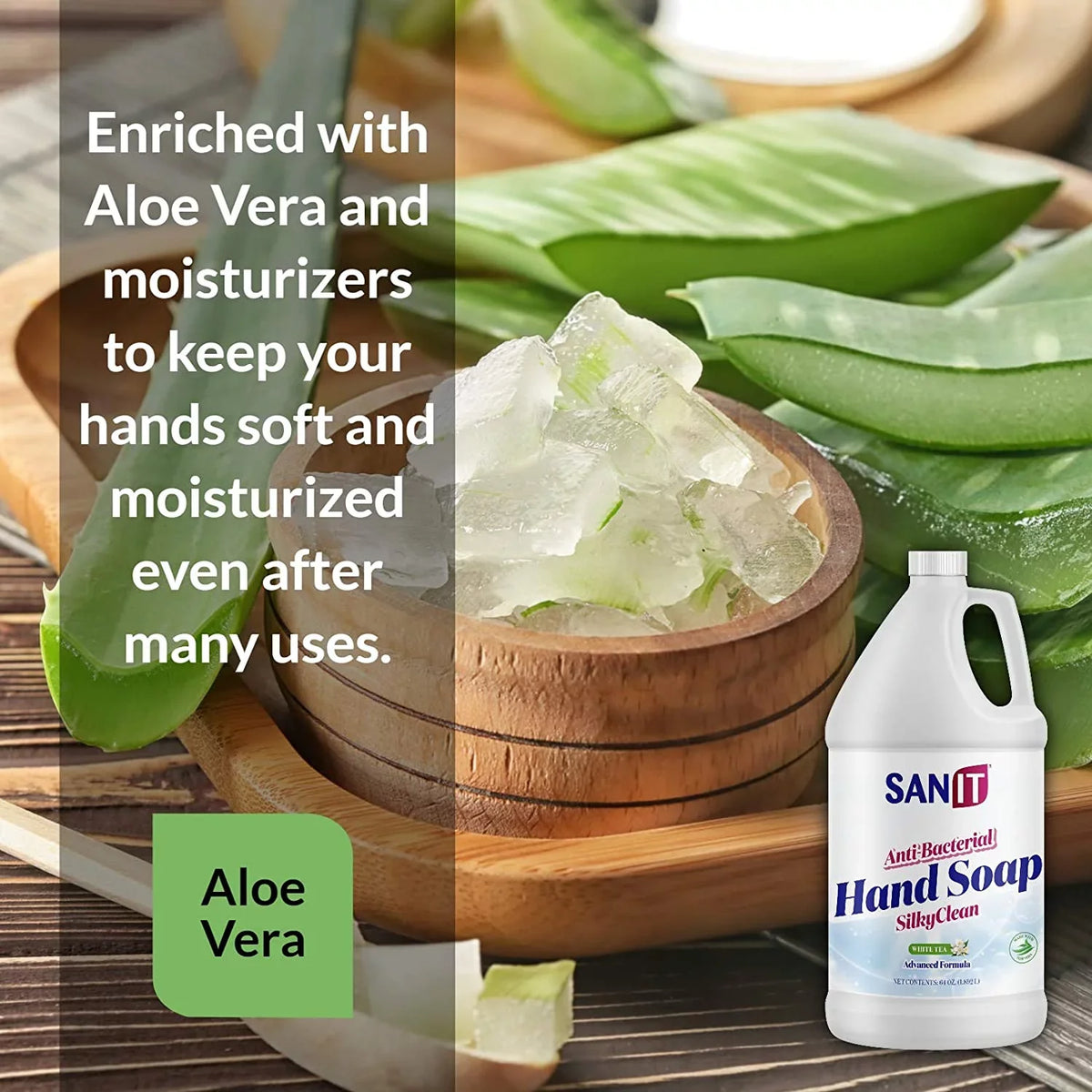 White and - Formula Clean Wash Antibacterial All Tea, - Gallon Hand Soap USA, Gel 1 Aloe Hand Silky Coconut Advanced Moisturizing Liquid with Vera Made Oil - Sanit Refill Natural in