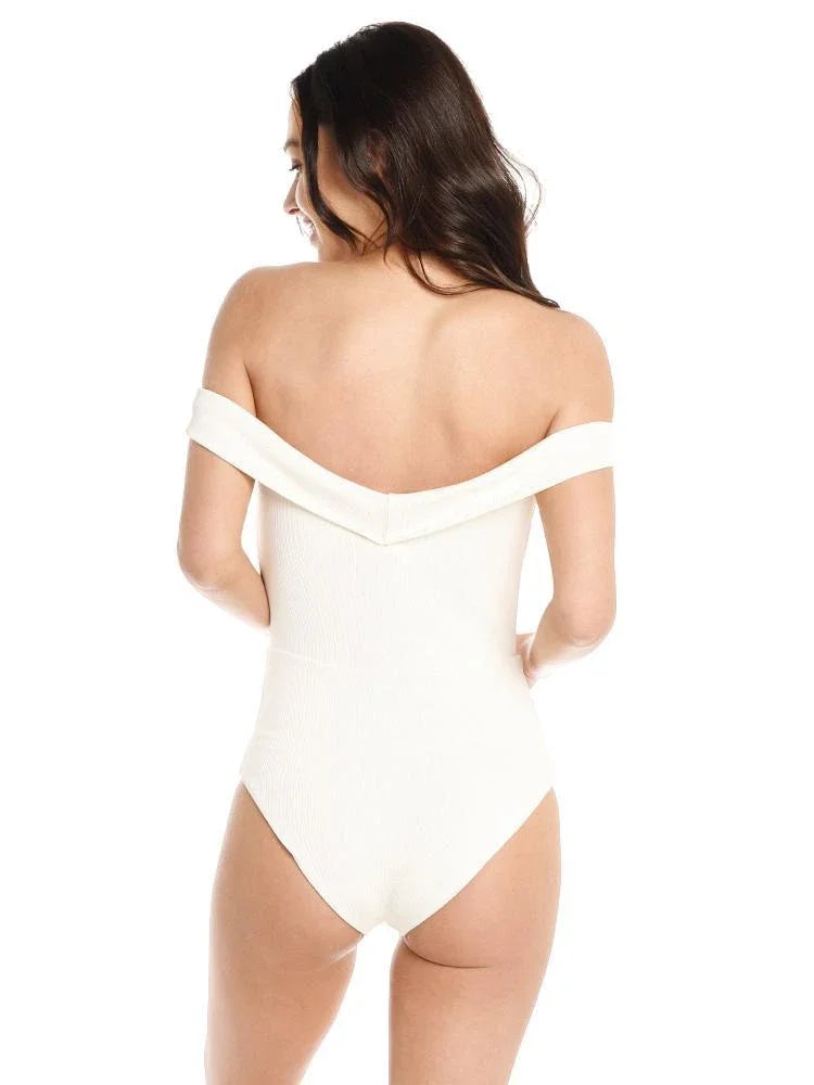 One Anja CREAM 6 Bandeau Piece L*Space Swimsuit, Lace-Up US