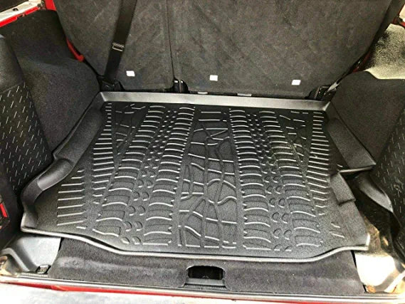 Mats – Wrangler Raised Rubber Mat for Easy EA for Jeep Trunk – Mat Trunk Car to EACCESSORIES Weather-Resistant Pre-Cut with – Cars Install Lip Design Trunk Cargo Laser – Non-Slip 2007-2018 r –