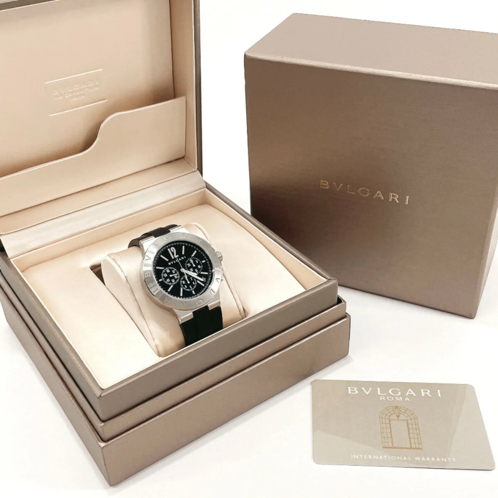 Stainless BVLGARI Bvlgari Steel Silver Watch DG41BSVDCH (Good) Chrono Pre-Owned Rubber Men's