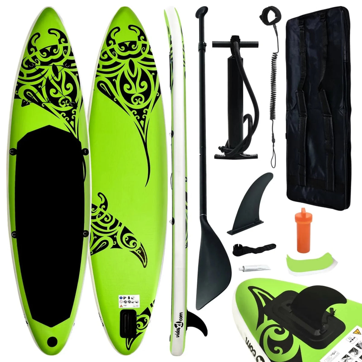 126"x29.9"x5.9" Green Paddleboard Inflatable Carevas Set