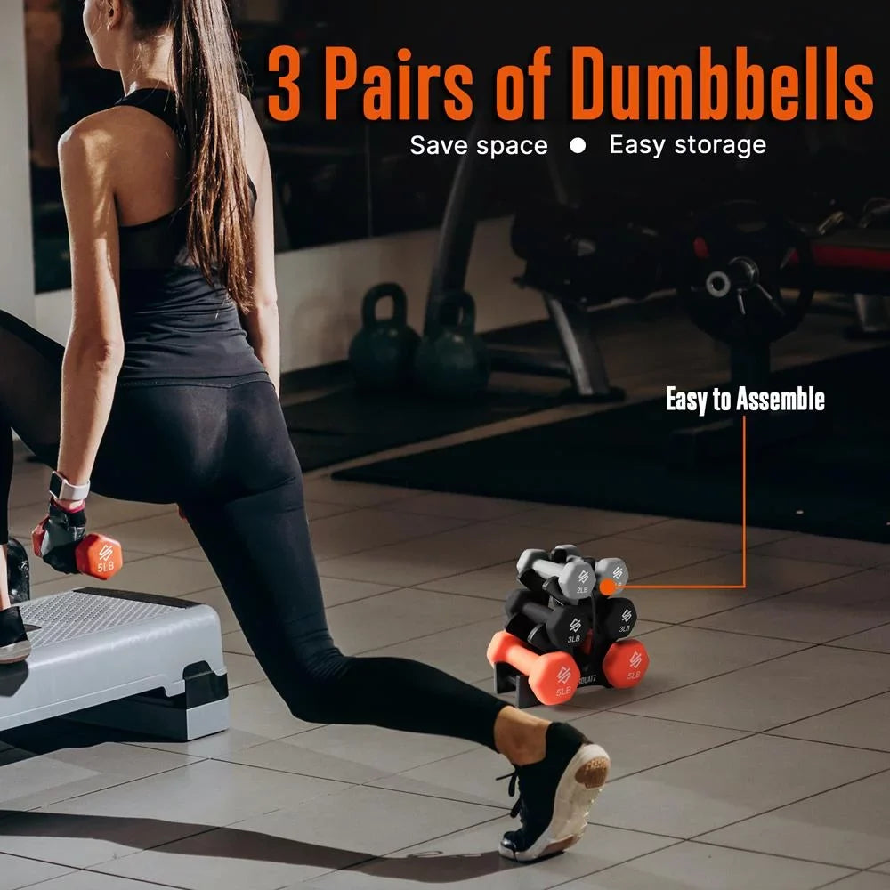 Coated Stand, Hex Colour Dumbbell All lbs. Set Shape Weight and Gray, Anti-Slip 20 Purpose Dumbbell Hand Orange with Neoprene Black