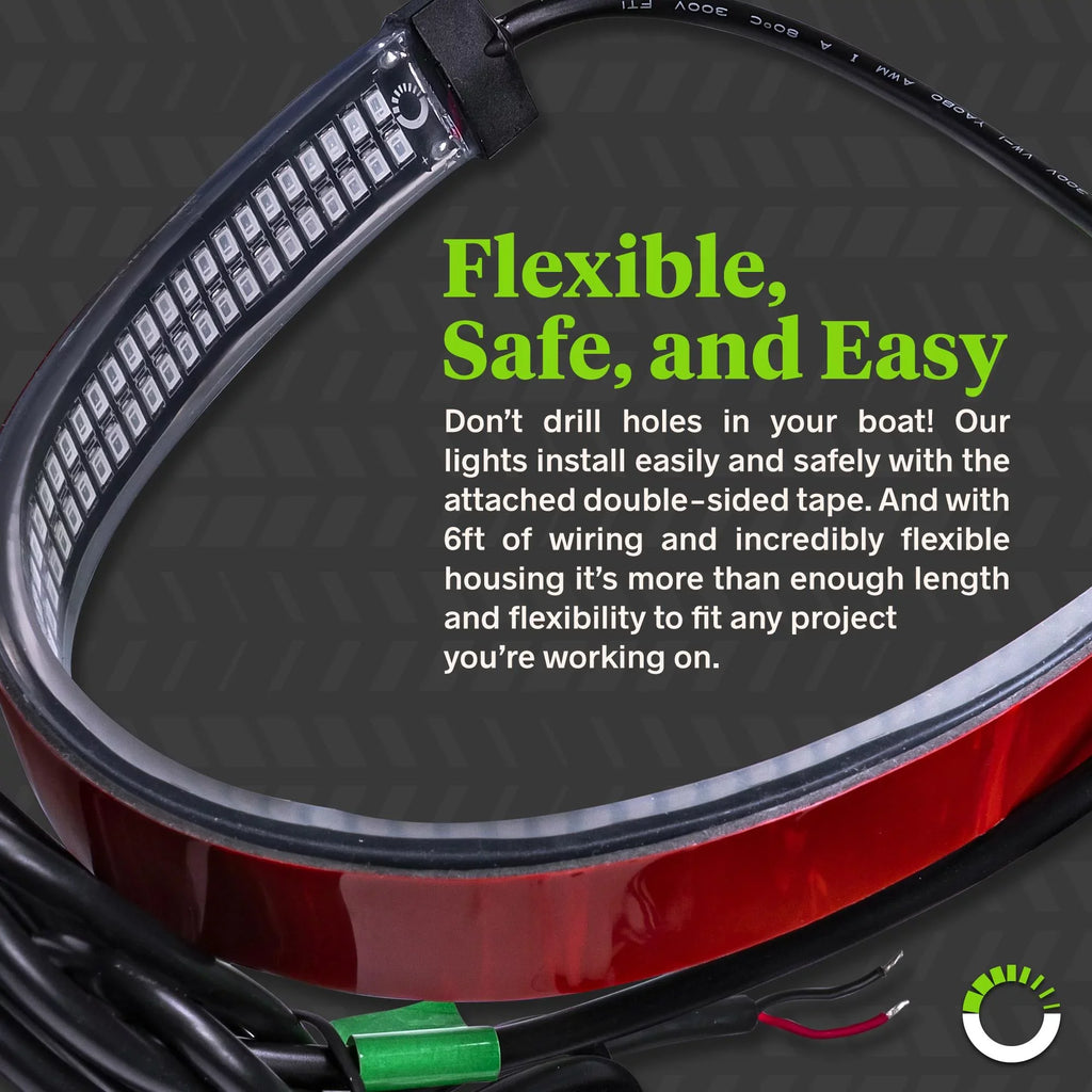 Green  Navigation Kit for Light Kayak Strip LED 2-Row Boat Pontoon 132 Red