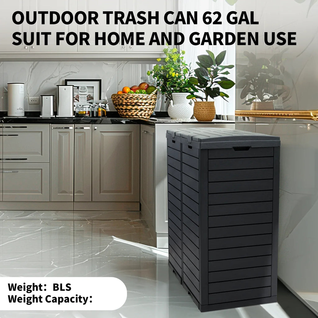 Tray,Resin Gallon Drip Outside Trash Outdoor 62 Kitchen Lid Trash Patio,Backyard,Deck Large with Can for and Bin Tiered