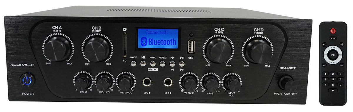 Wall Kit Home Rockville 4-Room Receiver+(8) Audio RPA40BT Cube Speakers White