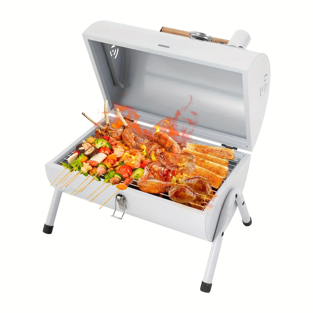 DFSDFGF32 White Thermometer BBQ Grill with Multi-functional