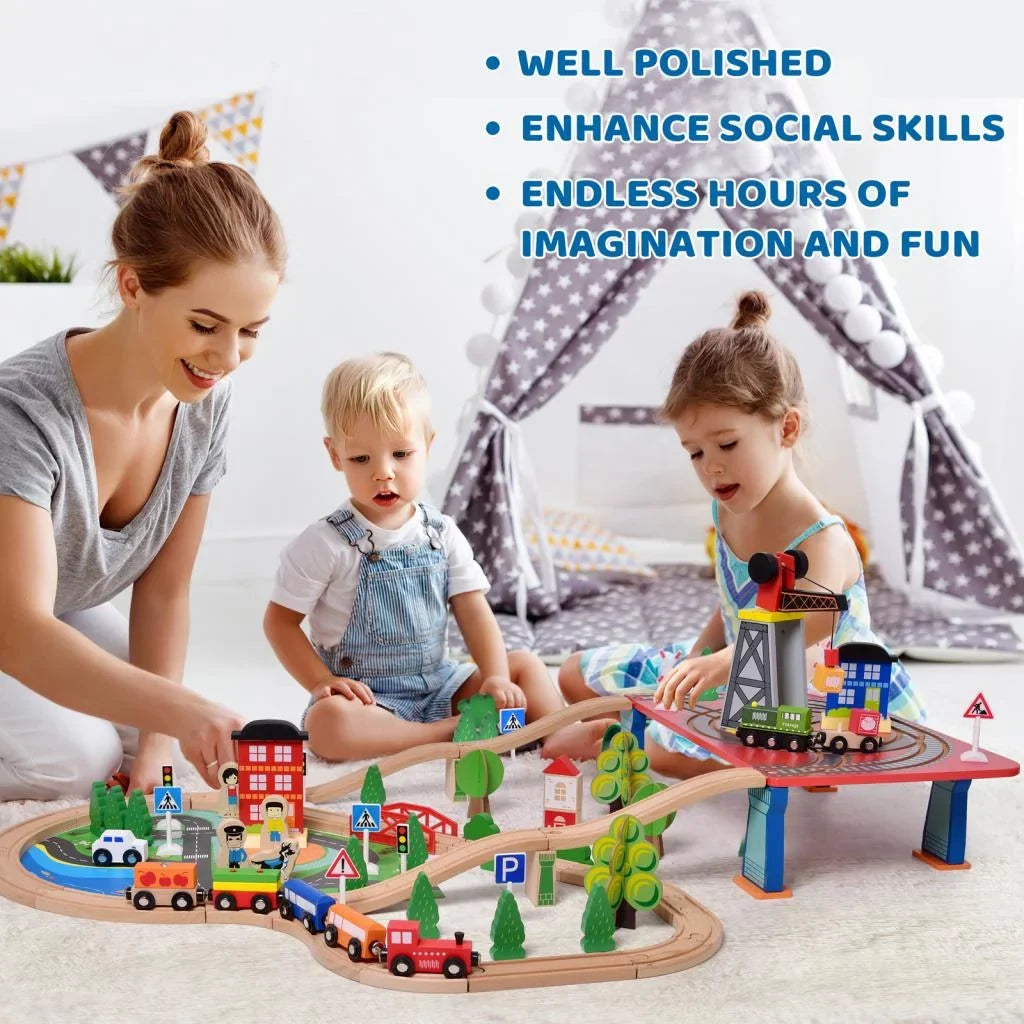 Little Enchanting Set Set, for Fun 88PCs Play Toys Wooden Age Train Toddlers 3+ Wooden