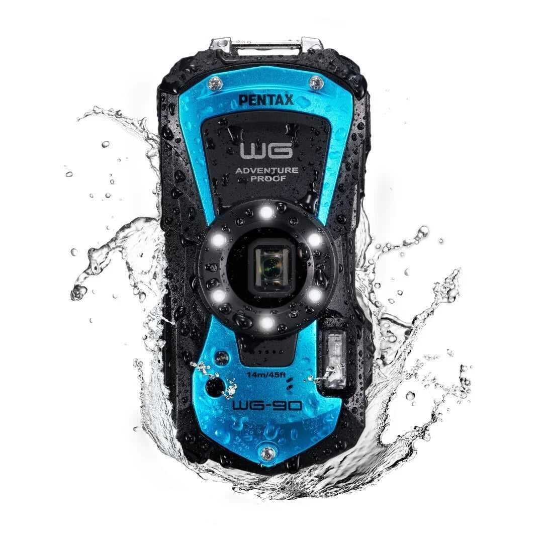 Construction, and Tough Imaging Compact (Blue) Body All Ricoh Adventure Underwater Camera Shooting with Exceptional Weather Mode PENTAX Quality Image WG-90