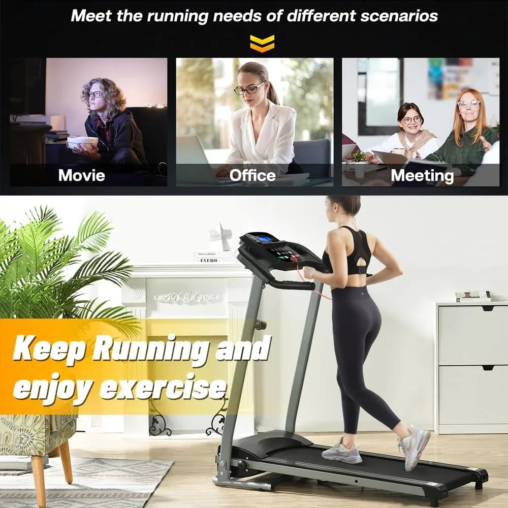 jx for or and Adjustable Lock, Treadmill LB 250 with Monitor Home/Gym/Small LED Capacity Apartment, and 15 Safety Programs, Preset je Yone Home with Holder Foldable Cup Treadmill,